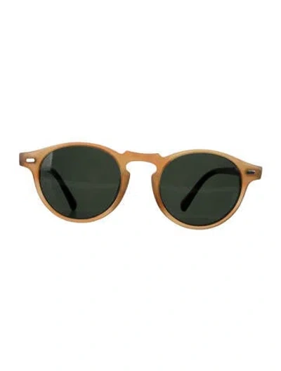 Pre-owned Oliver Peoples Round Mirrored Sunglasses In Brown/clear/yellow