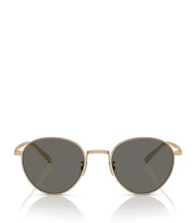 Oliver Peoples Round Rhydian Sunglasses In Gold