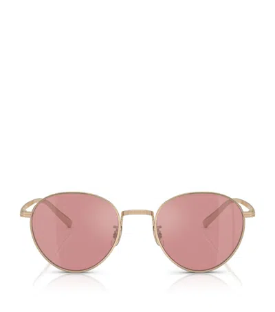 Oliver Peoples Round Rhydian Sunglasses In Gold