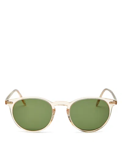 Oliver Peoples Round Sunglasses, 49mm In Buff/green