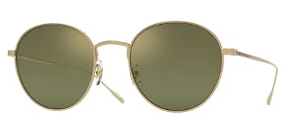 Pre-owned Oliver Peoples Saint Laurent Sl 606 Gold/green (004) Sunglasses In G-15 Goldtone Mirrored
