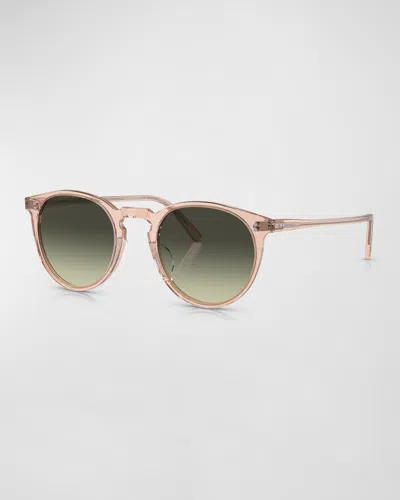 Oliver Peoples Semi-transparent Round Acetate & Crystal Sunglasses In Brown