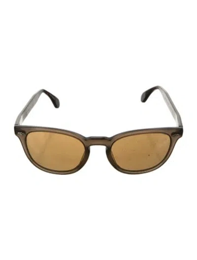 Pre-owned Oliver Peoples Sheldrake Plus Wayfarer Sunglasses In Brown