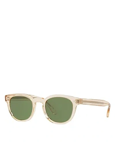 Oliver Peoples Sheldrake Round Sunglasses, 49mm In Beige/green Solid