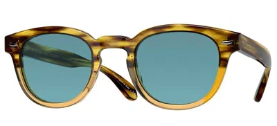 Pre-owned Oliver Peoples Sheldrake Sun Ov 5036s Canarywood Gradient/cobalto Sunglasses