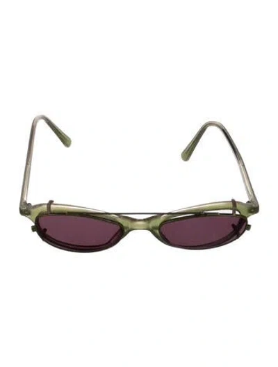 Pre-owned Oliver Peoples Shield Mirrored Sunglasses In Green