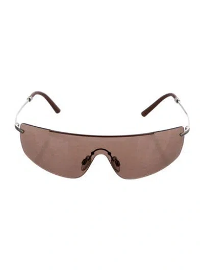Pre-owned Oliver Peoples Shield Tinted Sunglasses In Brown