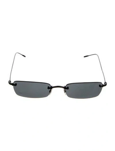Pre-owned Oliver Peoples Square Mirrored Sunglasses In Black