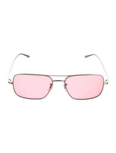 Pre-owned Oliver Peoples Square Tinted Sunglasses In Silver
