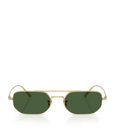 Oliver Peoples Steel 1989c Rectangle Sunglasses In Gold