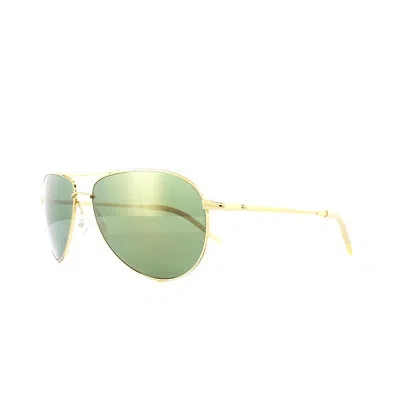 Pre-owned Oliver Peoples Sunglasses Benedict 1002 5264o9 18k Gold Plated G15 Goldtone Vfx In Green