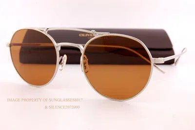 Pre-owned Oliver Peoples Sunglasses Reymont Ov 1309/st 503653 Silver/cognac In Brown