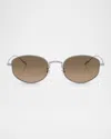 Oliver Peoples Titanium Oval Sunglasses In Silver