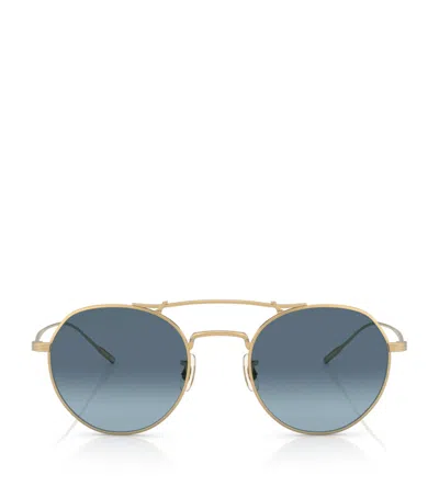 Oliver Peoples Titanium Reymont Sunglasses In Gold