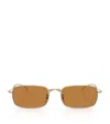 Oliver Peoples Womens Gold Ov1364st Rectangle-frame Metal Sunglasses In Brown