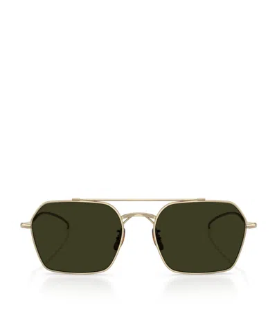 Oliver Peoples Titanium Tk-15 Square Sunglasses In Gold