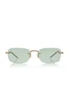 Oliver Peoples Tk-10 Square-frame Metal Sunglasses In Green