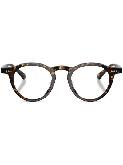 Oliver Peoples Tortoiseshell Club Round-frame Glasses In Braun