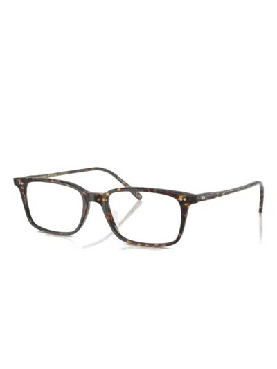 Oliver Peoples 0ov5102 Rectangular Tortoiseshell Acetate Eyeglasses With Metallic Accents In Brown