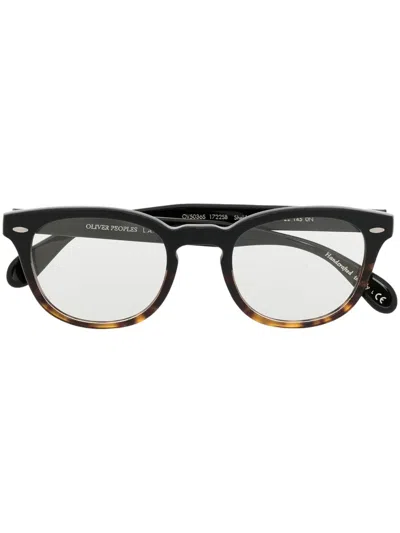 Oliver Peoples Tortoiseshell-effect Round-frame Glasses In Black