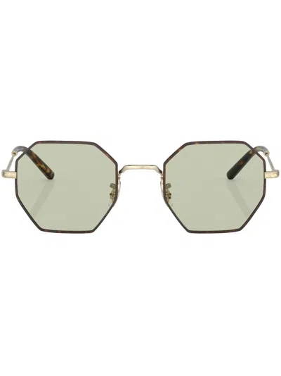 Oliver Peoples Tortoiseshell Octagonal-frame Sunglasses In Gold