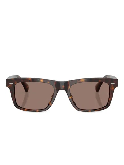 Oliver Peoples Tortoiseshell Rectangle-frame Sunglasses In Brown