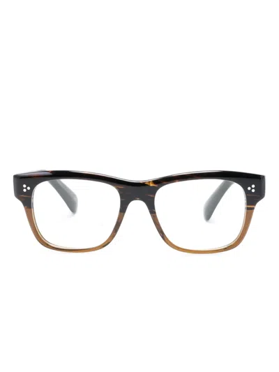 Oliver Peoples Translucent Zebra-pattern Wayfarer Glasses In Brown