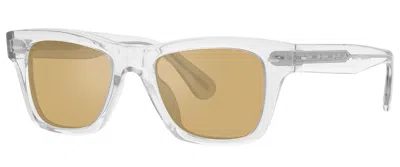 Pre-owned Oliver Peoples V5393u 11010f 54 Crystal/mustard Rectangular Men's Sunglasses In Yellow