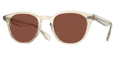 Pre-owned Oliver Peoples V5454su 1692c5 48 Desmon Sun Pale Citrin/burgundy Sunglasses In Red