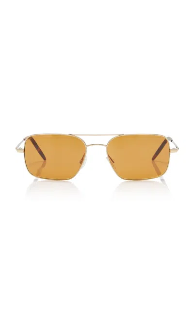 Oliver Peoples Victory Ii Square-framed Metal Sunglasses In Gold