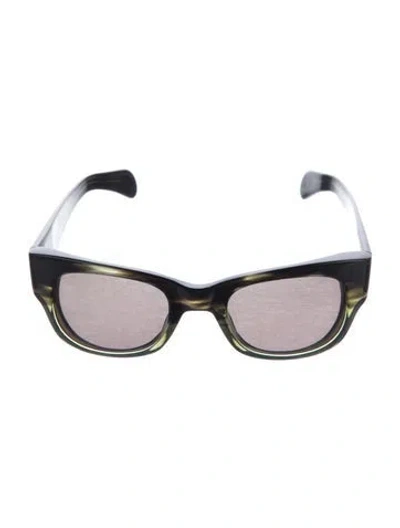 Pre-owned Oliver Peoples Wayfarer Tinted Sunglasses In Black/green