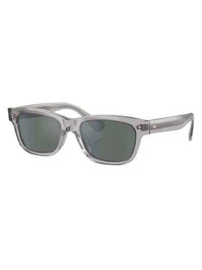 Oliver Peoples Women's Rosson Sun Pillow 53mm Square Sunglasses In Transparent Grey Teal