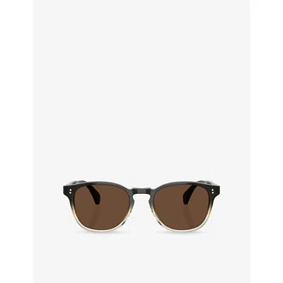 Oliver Peoples 5298su Finley Round-frame Acetate Sunglasses In Brown