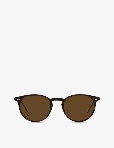 Oliver Peoples Womens Brown Ov5004su Riley Sun Acetate Round Sunglasses