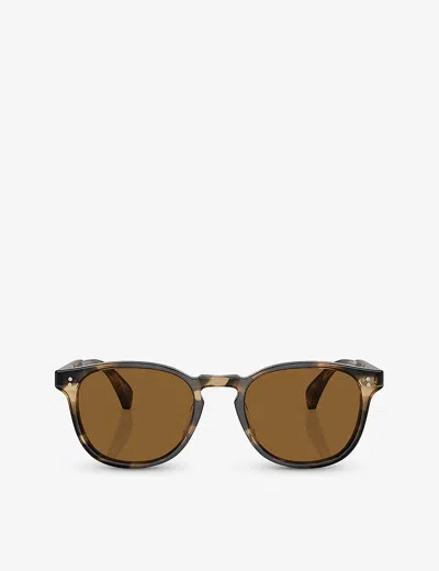 Oliver Peoples Womens Brown Ov5298su Finley Rectangular-frame Acetate Sunglasses