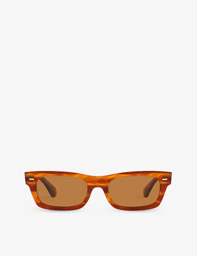 Oliver Peoples Womens Brown Ov5510su Davri Rectangle-frame Tortoiseshell Acetate Sunglasses