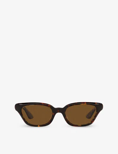 Oliver Peoples Womens Brown Ov5512su Feminino Rectangle-frame Tortoiseshell-pattern Acetate Sunglass