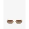 Oliver Peoples Womens Ov1351s 1989c Angular-frame Steel Sunglasses Gold In Gold