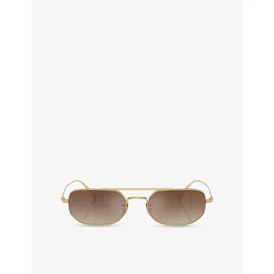 Oliver Peoples Womens Ov1351s 1989c Angular-frame Steel Sunglasses Gold