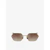Oliver Peoples Womens Gold Ov1353st Tk13 Rectangle-frame Metal Sunglasses