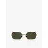 Oliver Peoples Womens Gold Ov1353st Tk13 Rectangle-frame Metal Sunglasses