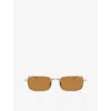 Oliver Peoples Womens Gold Ov1364st Rectangle-frame Metal Sunglasses In Gold
