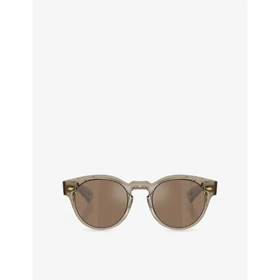 Oliver Peoples Womens Green Ov5571su Hayton Round-frame Acetate Sunglasses In Brown