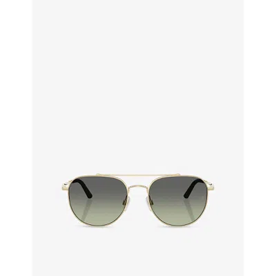 Oliver Peoples Womens Ov1346s R-10 Pilot-frame Metal Sunglasses Gold