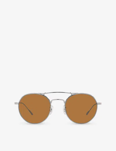 Oliver Peoples Womens Silver Ov1309st Reymont Round-frame Titanium Sunglasses