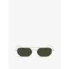 Oliver Peoples Womens Ov1351s 1989c Angular-frame Steel Sunglasses Silver In Silver