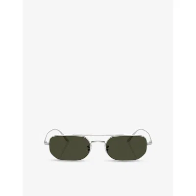 Oliver Peoples Womens Ov1351s 1989c Angular-frame Steel Sunglasses Silver
