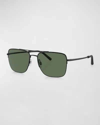 Oliver Peoples X Federer Men's R-2 Metal Aviator Sunglasses In Green