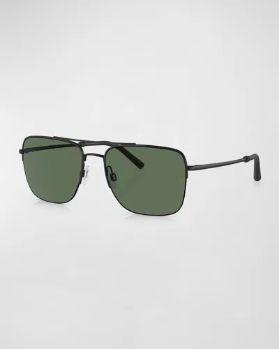 Oliver Peoples X Federer Men's R-2 Metal Aviator Sunglasses In Matte Black