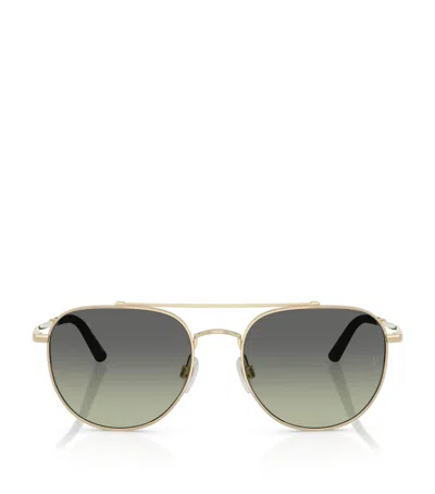 Oliver Peoples X Roger Federer Metal R-10 Pilot Sunglasses In Gold